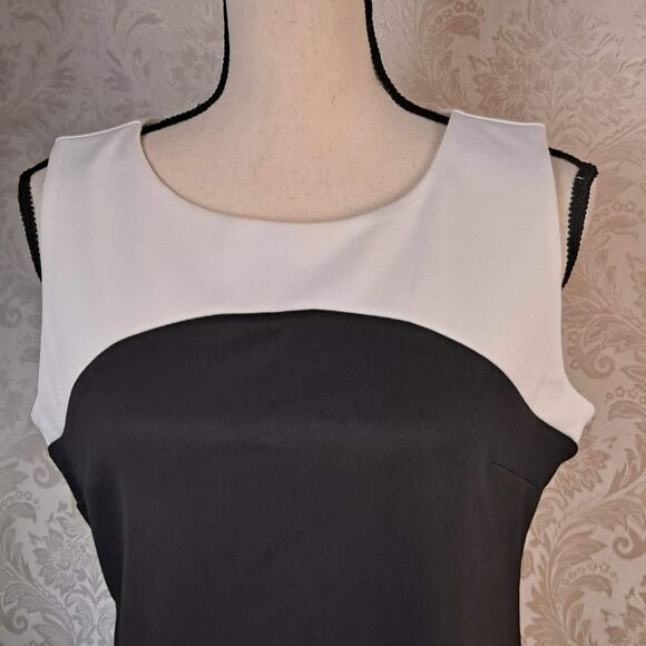Apt 9 Size Petite Large Black/White Shift Dress Sleeveless Crew Neck NWT - Picture 2 of 13